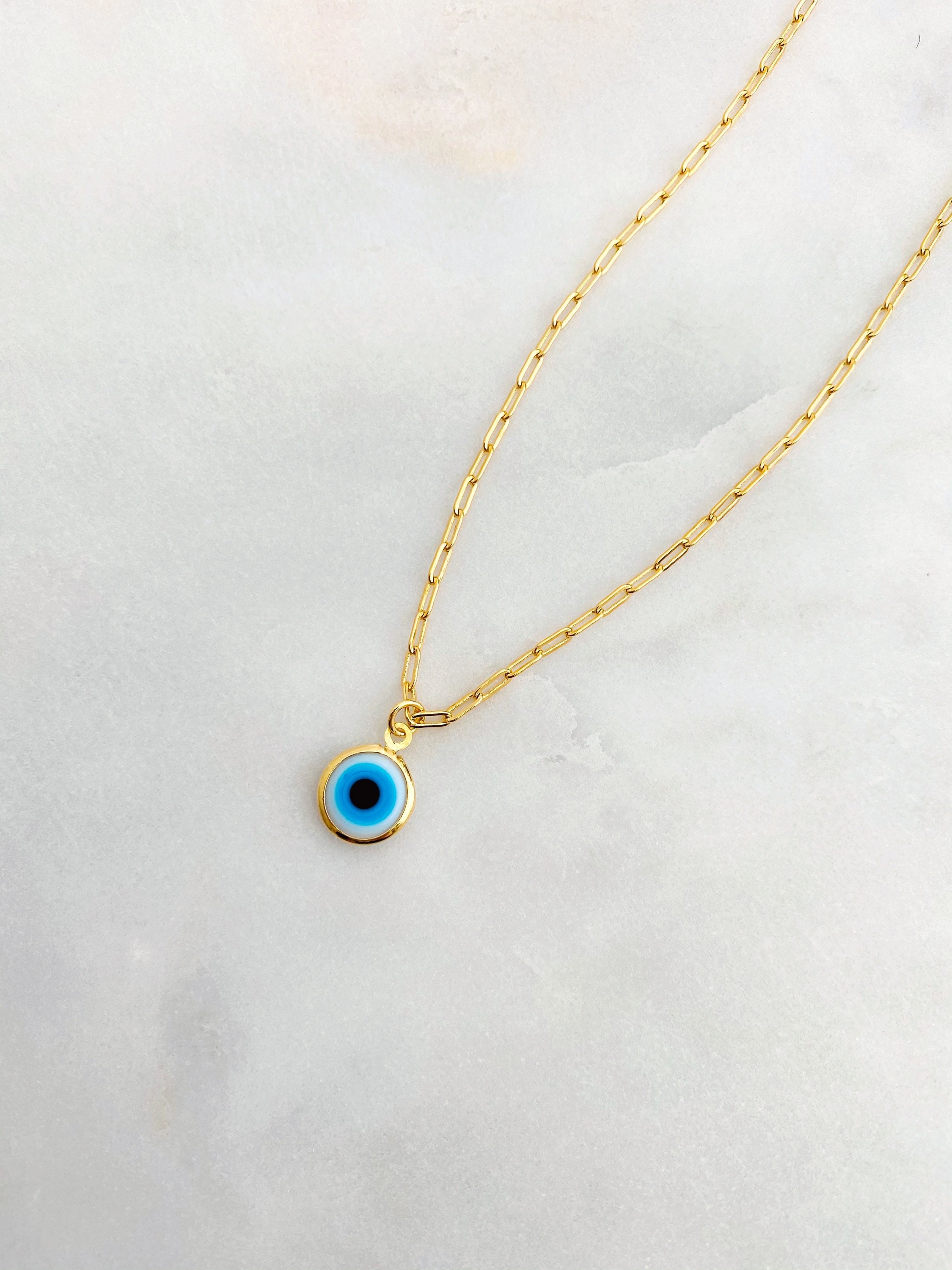 Gold wrapped Evil Eye Coin Necklace | Etsy