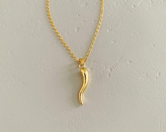 Gold Cornicello Italian Horn Necklace