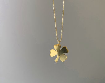 Gold Lucky Medallion Necklace, Clover Necklace