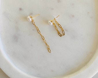 Freshwater Pearl Studded Drop Earrings