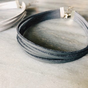 Five Strand Strappy Suede Choker Necklace image 3