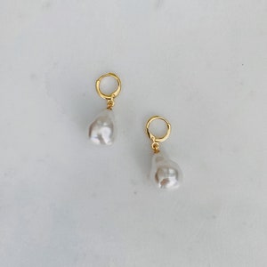 Natural Pearl Huggie Earrings image 5