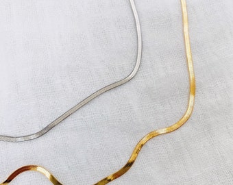 Thin Gold or Silver Snake Chain Necklace
