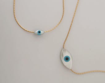 Pearlescent Evil Eye Chain Choker Necklace