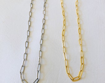 Layering Necklace, Gold or Silver Chunky Statement Chain Choker Necklace