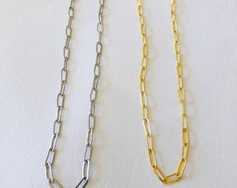 Layering Necklace, Gold or Silver Chunky Statement Chain Choker Necklace