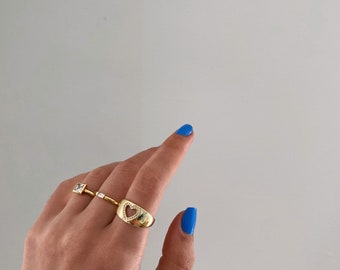 Diamond Heart Adjustable Ring