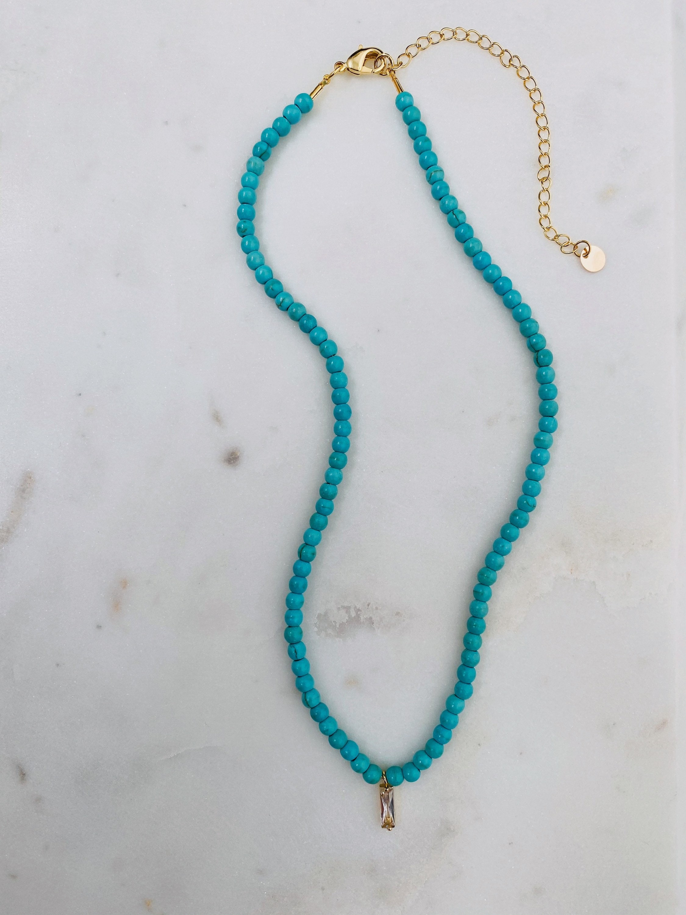 Blue Beaded Diamond Pendant Necklace - Etsy