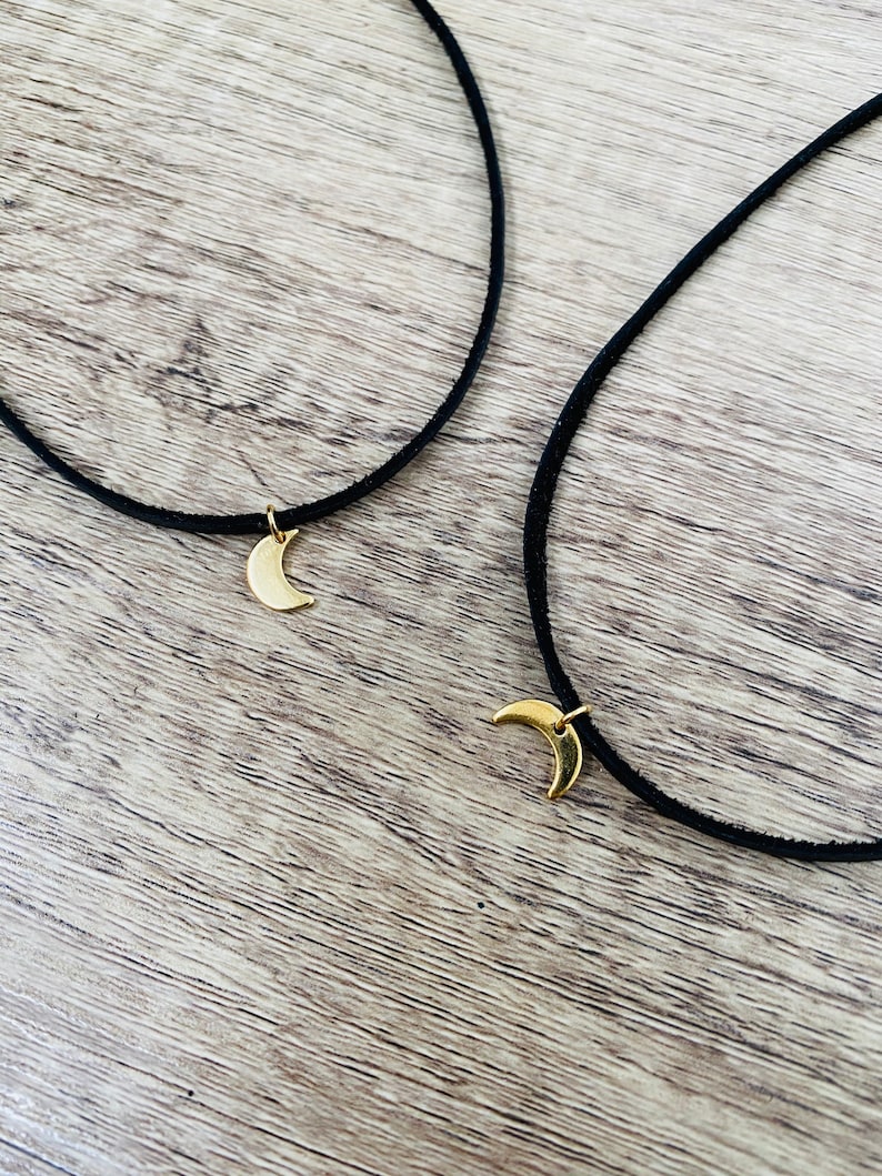 Moon Choker Necklace, Crescent Horn Choker Necklace, Dainty Charm Choker image 6