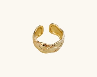 Gold Quilted Statement Ring