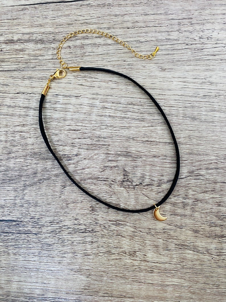 Moon Choker Necklace, Crescent Horn Choker Necklace, Dainty Charm Choker image 5