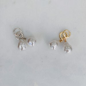 Natural Pearl Huggie Earrings image 7