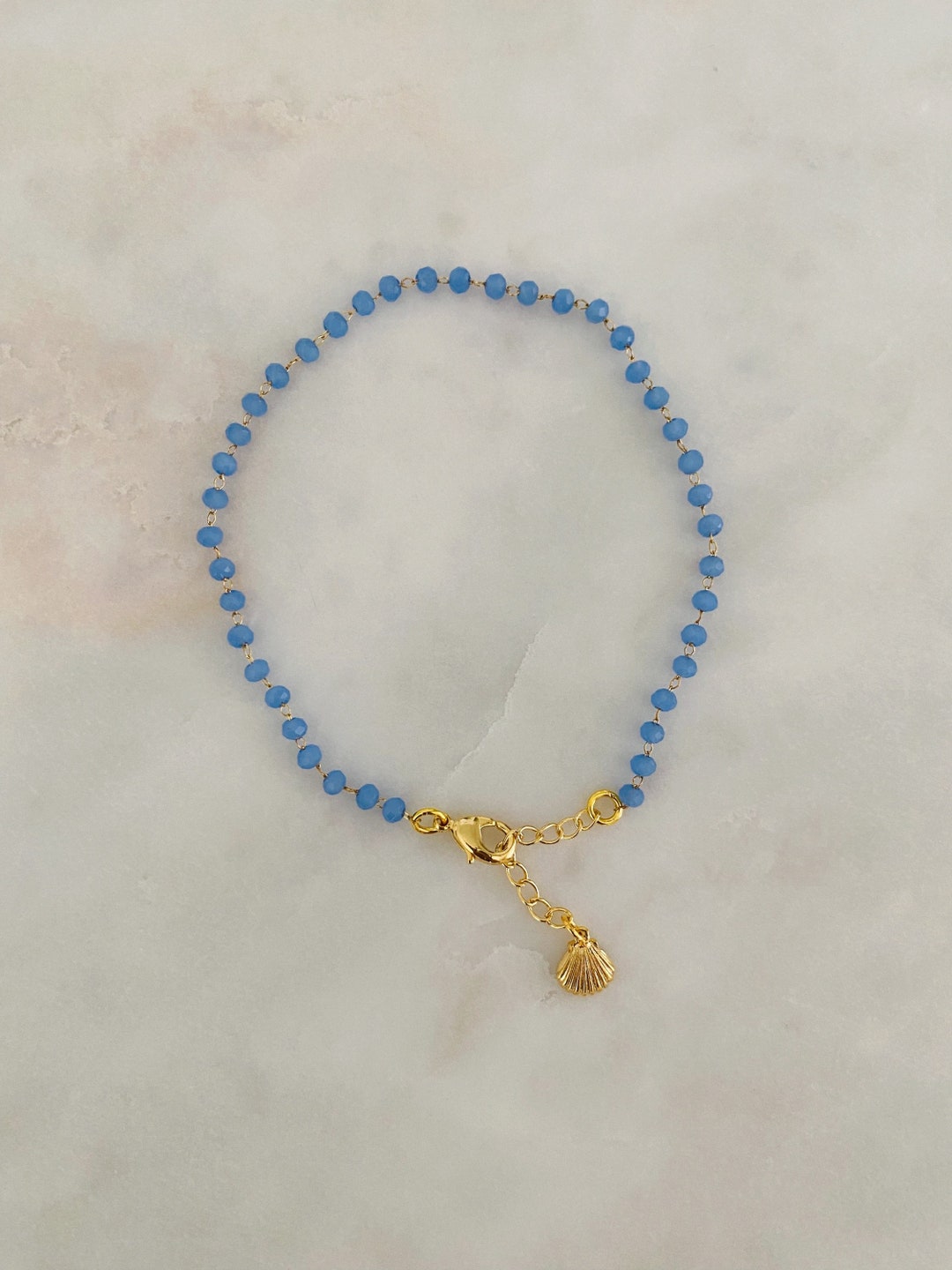 Bright Blue Beaded Anklet, Beaded Ankle Bracelet Chain Etsy