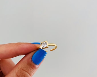 Square Diamond Gold Ring