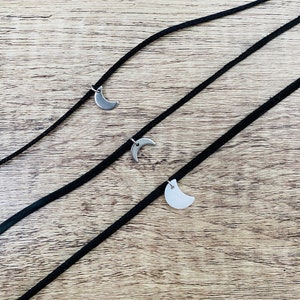 Moon Choker Necklace, Crescent Horn Choker Necklace, Dainty Charm Choker image 3