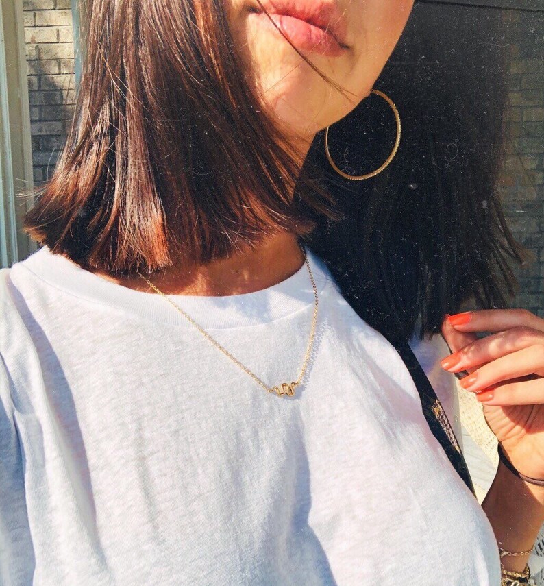 Dainty Gold or Silver Diamond Eye Snake Necklace
