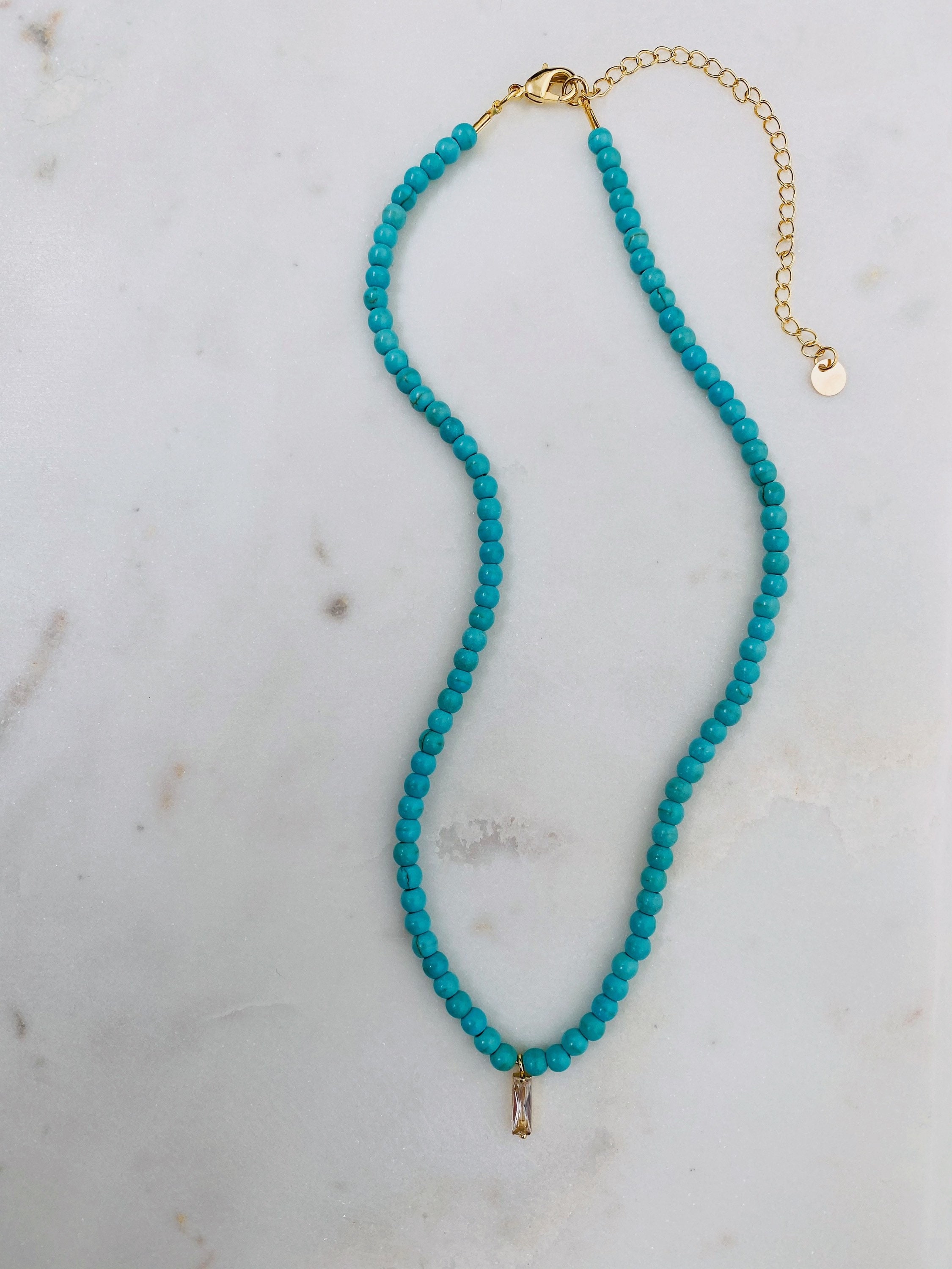 Blue Beaded Diamond Pendant Necklace - Etsy