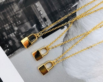Golden or Silver Lock Chain Choker Necklace