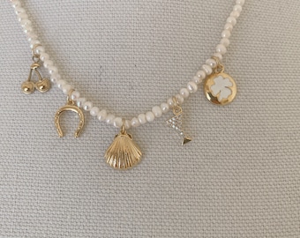 Pre-made Freshwater Pearl Charm Necklace