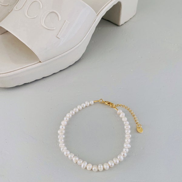 Freshwater Pearl Anklet, Beaded Ankle Bracelet