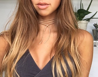 Tie Suede Western Layered Choker