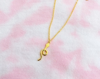 Golden Mini Snake Pendant Necklace, Gold Snake Necklace