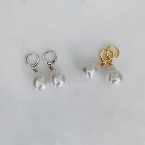 Natural Pearl Huggie Earrings image 9