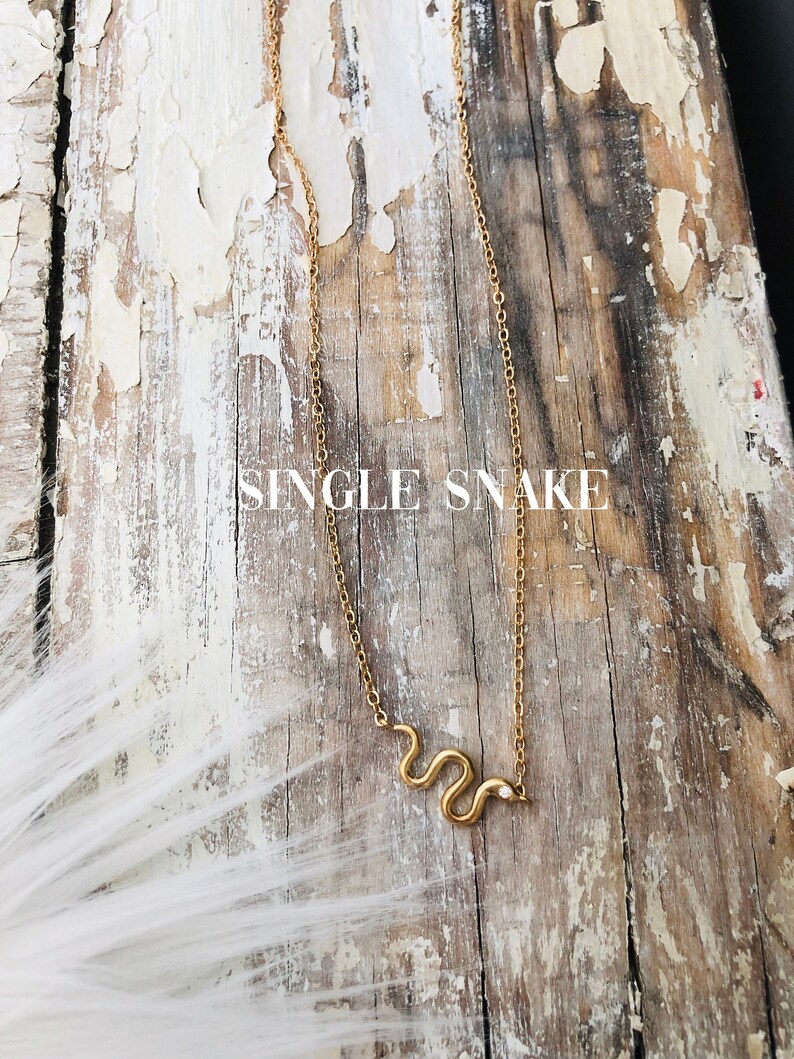 Dainty Gold or Silver Diamond Eye Snake Necklace