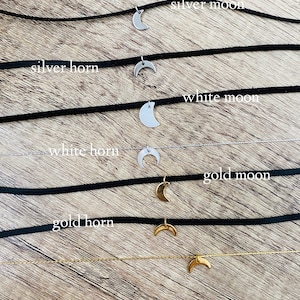 Moon Choker Necklace, Crescent Horn Choker Necklace, Dainty Charm Choker image 9