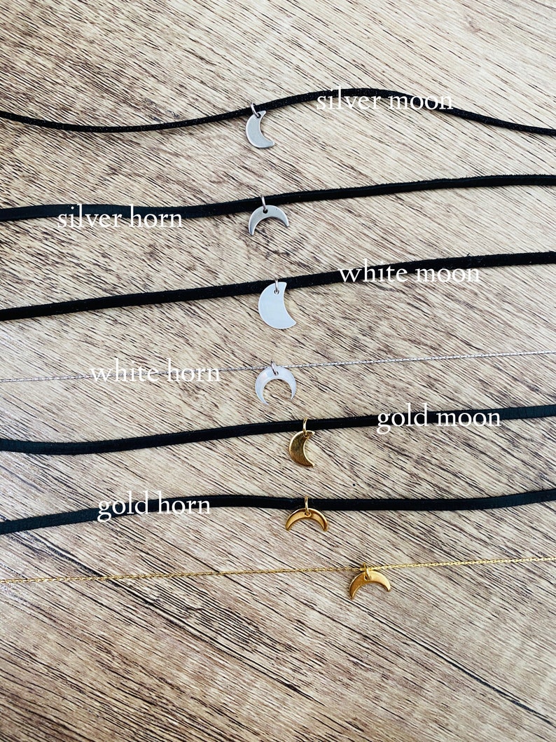 Moon Choker Necklace, Crescent Horn Choker Necklace, Dainty Charm Choker image 9