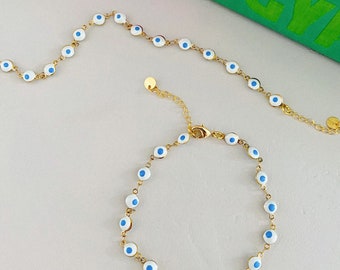 Blue Evil Eye Anklet, Ankle Bracelet or Necklace