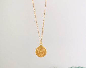 Gold Goddess Coin Necklace