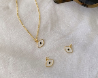 Gold Figaro Chain Evil Eye Charm Necklace