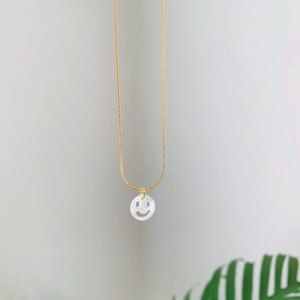 White Freshwater Pearl Smiley Face Charm Necklace