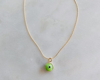 Green Evil Eye Charm Necklace