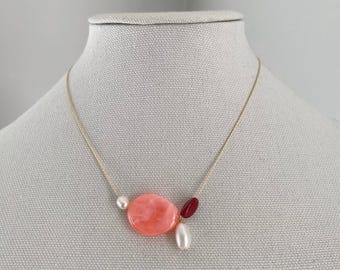 Colorful Charm Necklace, Up-cycled Beaded Necklace