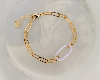 White and Gold Chain Linked Bracelet