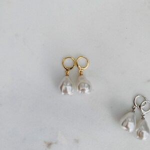 Natural Pearl Huggie Earrings image 8