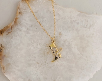 Gold Western Cowboy Boot Necklace