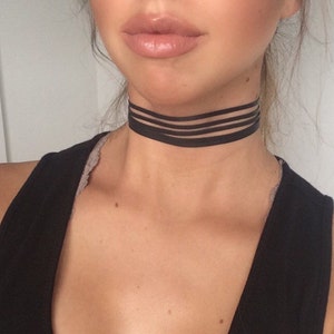 Five Strand Strappy Suede Choker Necklace image 1