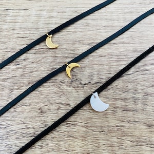 Moon Choker Necklace, Crescent Horn Choker Necklace, Dainty Charm Choker image 4