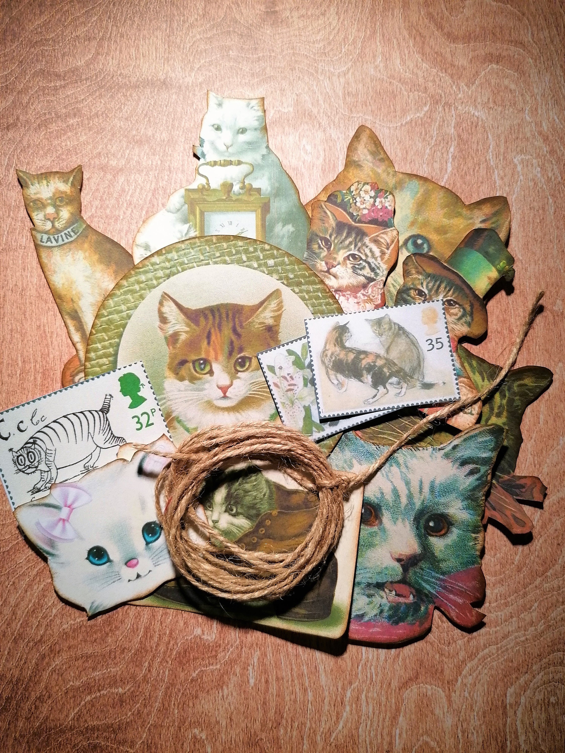 Cat Junk Journal Kit Ephemera Scrapbooking Vintage Pussy Etsy