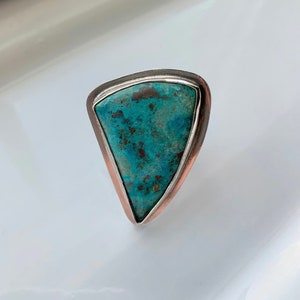 Chrysocolla Big Silver Ring image 3