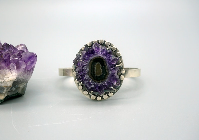 Dark Purple Amethyst Stalactite Bangle Bracelet