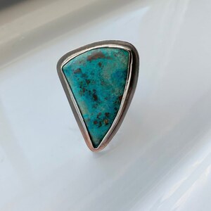 Chrysocolla Big Silver Ring image 5