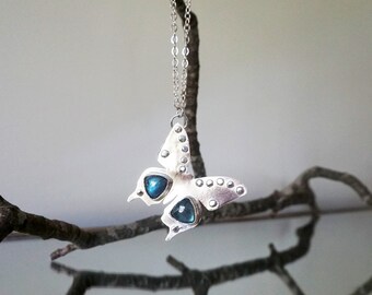 Sterling Silver Labradorite Butterfly Necklace