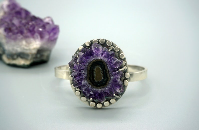Dark Purple Amethyst Stalactite Bangle Bracelet