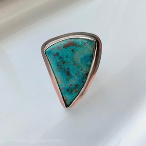 Chrysocolla Big Silver Ring image 1