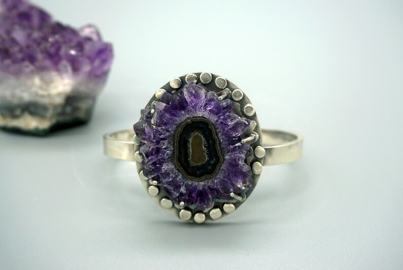 Dark Purple Amethyst Stalactite Bangle Bracelet image 1