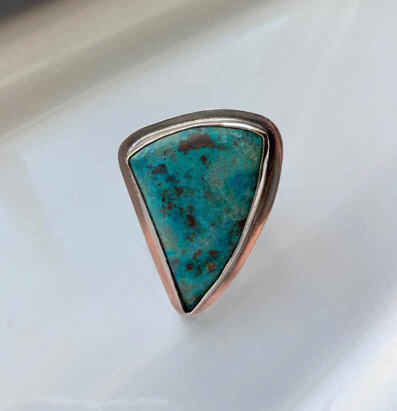 Chrysocolla Big Silver Ring image 4